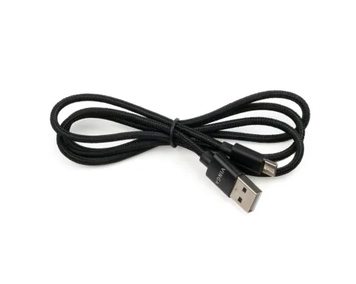 Дата кабель USB 2.0 AM to Micro 5P 1m nylon black Vinga (VCPDCMNB1BK)