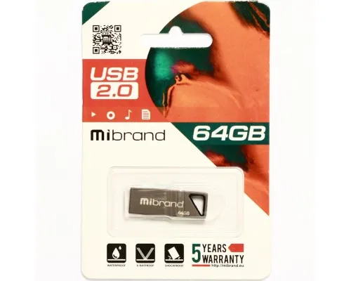 USB флеш накопитель Mibrand 64GB Stingray Grey USB 2.0 (MI2.0/ST64U5G)