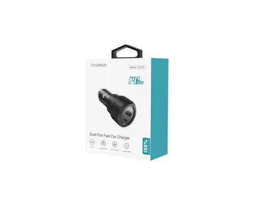 Зарядное устройство Choetech car USB-A/USB-C 63W QC3.0/PD/PPS black (TC0010-BK)