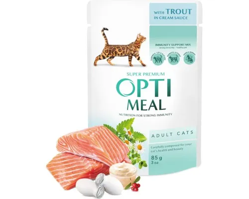 Влажный корм для кошек Optimeal с форелью в кремовом соусе 85 г (4820215365864)