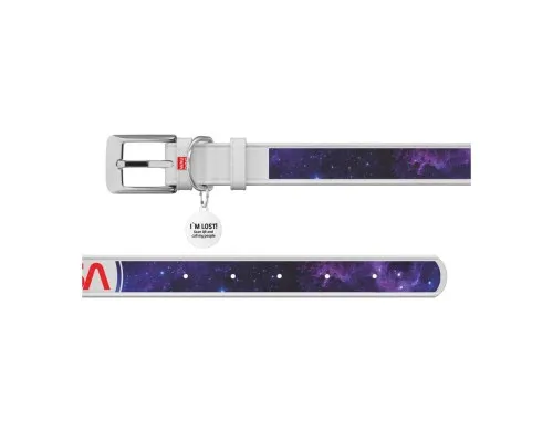 Нашийник для тварин WAUDOG Design з QR-паспортом "NASA21" Ш 35 мм Д 46-59 см білий (3606-0148-15)