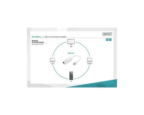 Перехідник USB-A to Ethernet 10/100 Мбіт/с Digitus (DN-10050-1)