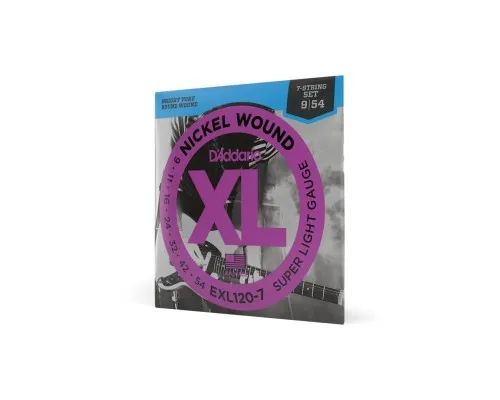 Струни для гітари D'Addario XL Nickel Wound Super Light 7-String (09-54) (EXL120-7)
