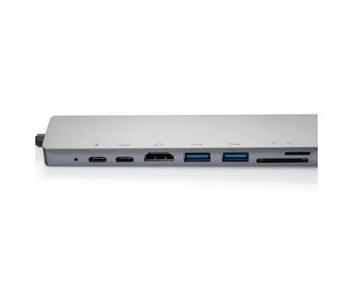 Концентратор Vinga Type-C to 4K HDMI+2*USB3.0+GigabitLAN+SD+PD+USB-C SS aluminium (VCPATC2U3CRLNHIPDGR)