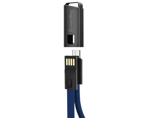 Дата кабель USB 2.0 AM to Micro 5P 0.22m blue ColorWay (CW-CBUM022-BL)