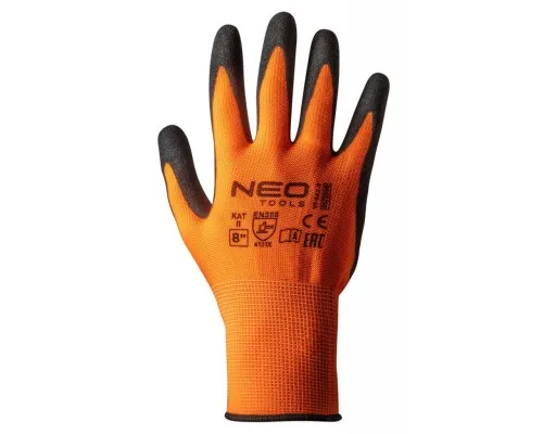 Захисні рукавички Neo Tools робочі, поліестер з нітриловим покриттям (піщаний),р. 8 (97-642-8)