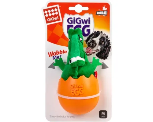Іграшка для собак GiGwi EGG Крокодил-неваляшка з пищалкою 14 см (2319)