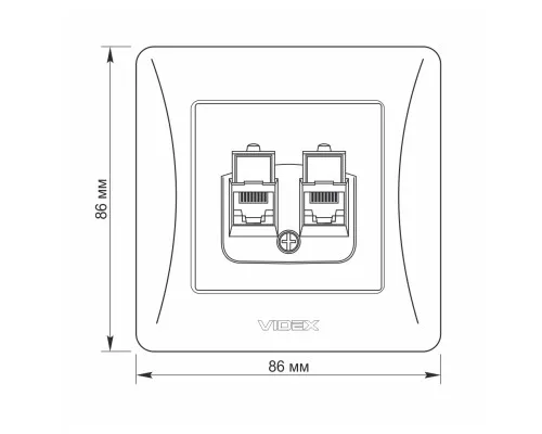 Компьютерная розетка Videx BINERA CAT6+CAT6 двойная сереб (VF-BNSK2PC6-SS)