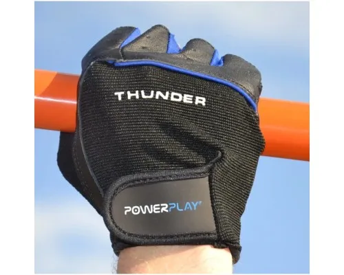 Рукавички для фітнесу PowerPlay 9058 Thunder чорно-сині L (PP_9058_L_Thunder)