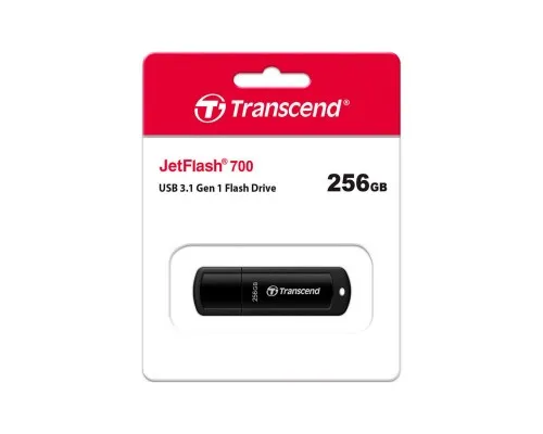 USB флеш накопичувач Transcend 256GB JetFlash 700 Black USB 3.1 (TS256GJF700)