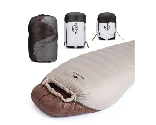 Спальний мішок Naturehike з натуральним пухом Snowbird NH20YD001 p-р M коричневий 350 г (6927595762127)