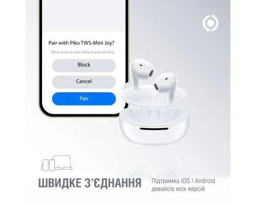 Наушники Piko TWS-MiniJoy White (1283126583421)