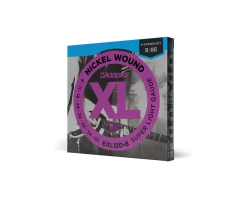Струни для гітари D'Addario XL Nickel Wound 8-String Super Light (09-65) (EXL120-8)