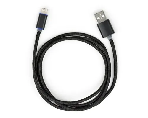 Дата кабель USB 2.0 AM to Lightning 1m LED black Vinga (VCPDCLLED1BK)