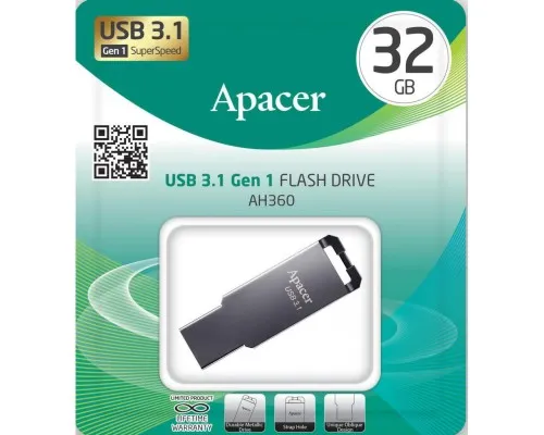 USB флеш накопитель Apacer 32GB AH360 Ashy USB 3.1 Gen1 (AP32GAH360A-1)