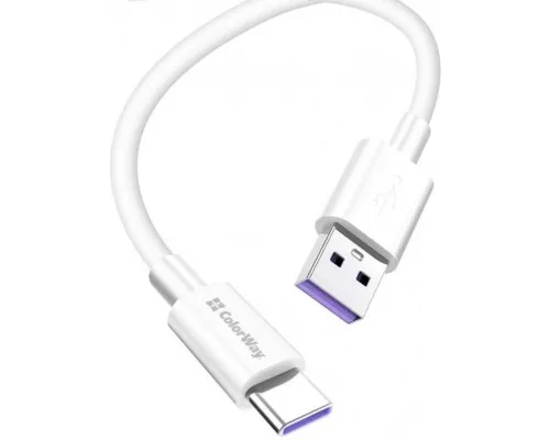 Дата кабель USB 2.0 AM to Type-C 1.0m 5A white ColorWay (CW-CBUC019-WH)