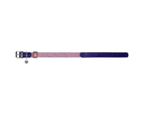 Ошейник для животных WAUDOG Classic из кожи и восстановленного хлопка M 20 мм х 30-39 см фиолетовый (58929)