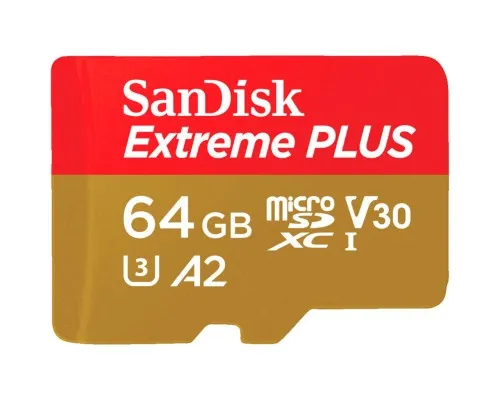Карта памяти SanDisk 64GB microSD class 10 V30 Extreme PLUS (SDSQXBU-064G-GN6MA)