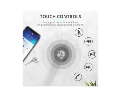 Наушники Trust Primo Touch True Wireless Mic White (23783)