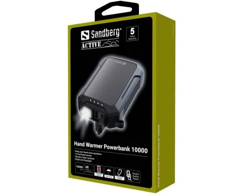 Батарея універсальна Sandberg 10000mAh, Hand Warmer, flashlight 1W, USB-C/USB-A 2A/5V (420-65)