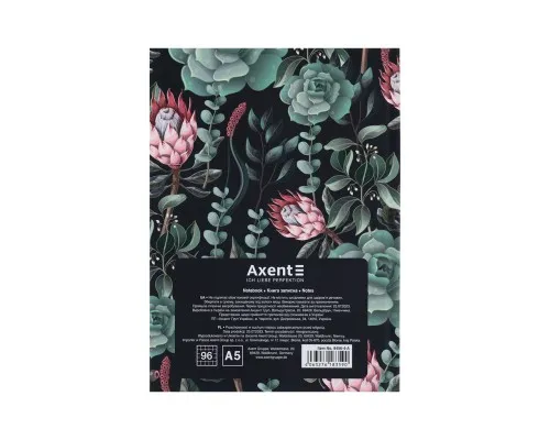 Книга записна Axent Bloom А5 тверда обкладинка 96 аркушів у клітинку Зелена (8456-4-A)