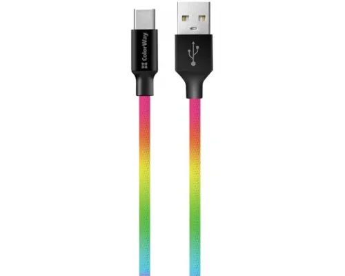 Дата кабель USB 2.0 AM to Type-C 1.0m multicolor ColorWay (CW-CBUC018-MC)