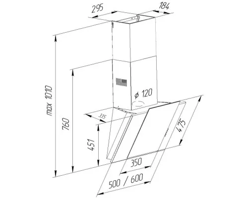 Вытяжка кухонная Pyramida NR-MV 60 (1000) M WH