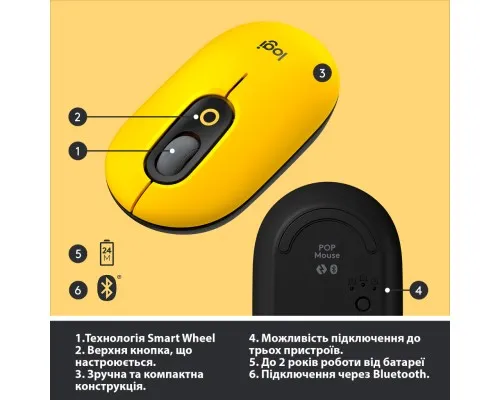 Мышка Logitech POP Mouse Bluetooth Blast Yellow (910-006546)