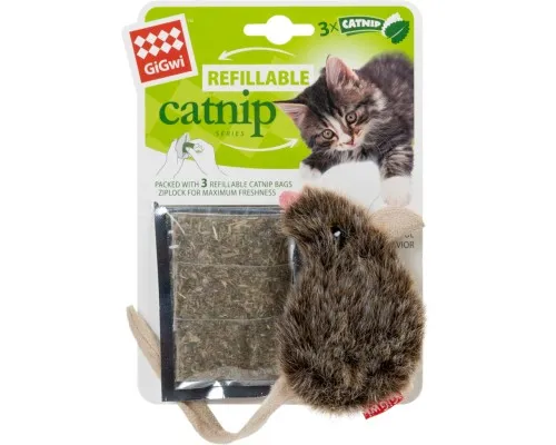 Іграшка для котів GiGwi Catnip Мишка з котячою мятою 10 см (штучне хутро) (75300)