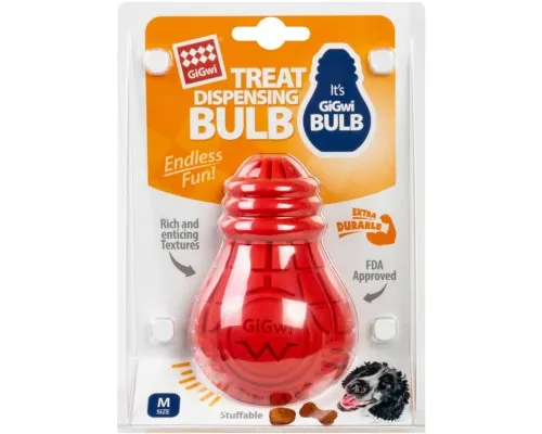 Іграшка для собак GiGwi Bulb Rubber Лампочка гумова М червона (2337)