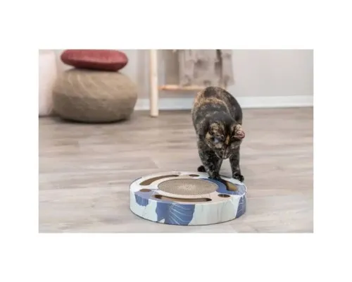 Дряпка (кігтеточка) для котів Trixie картонна з мячиками та мятою 33×5.5 см (синя) (4011905480046)