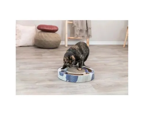 Дряпка (кігтеточка) для котів Trixie картонна з мячиками та мятою 33×5.5 см (синя) (4011905480046)