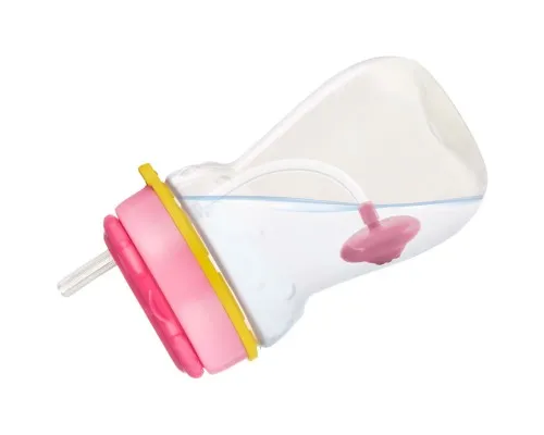 Поильник-непроливайка Canpol babies со складной силиконовой трубочкой и утяжелением 350 мл Котик Розовый (56/521)