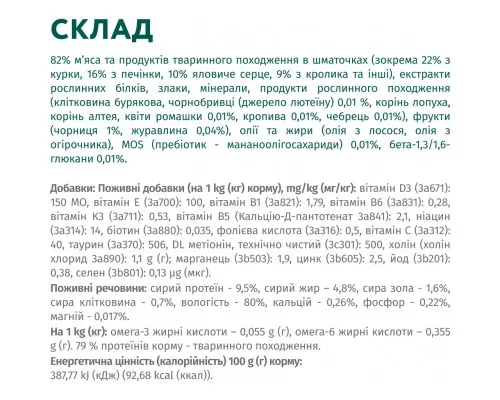 Влажный корм для собак Optimeal с кроликом и черникой в соусе 100 г (4820215369855)