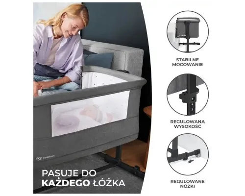 Кроватка Kinderkraft Приставная кроватка-люлька Neste Grow Light Grey Grey Grey Full Wood (5902533923021)
