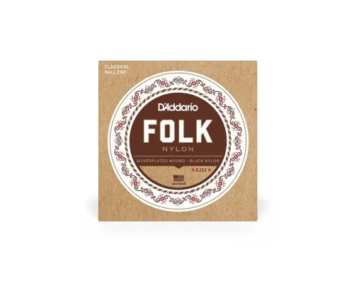 Струни для гітари D'Addario Folk Nylon Ball End Silver Wound / Black Treble (EJ32)