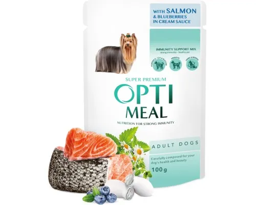 Влажный корм для собак Optimeal с лососем и голубикой в соусе 100 г (4820215369725)