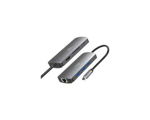 Концентратор Media-Tech USB3.1 Type-C to HDMI/USB 3.0x3/RJ45/SD/MicroSD/PD 100W Hub Pro 8-in-1 (MT5044)