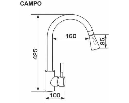 Змішувач GRANADO Campo LUX inox (gz0507L)