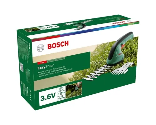 Кущоріз Bosch Bosch EasyShear, 3.6В, 1х1.5Аг, лезо 12см, крок різу 8мм (0.600.833.303)