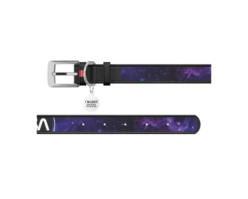 Нашийник для тварин WAUDOG Design з QR-паспортом "NASA21" Ш 20 мм Д 29-38 см чорний (3604-0148-01)