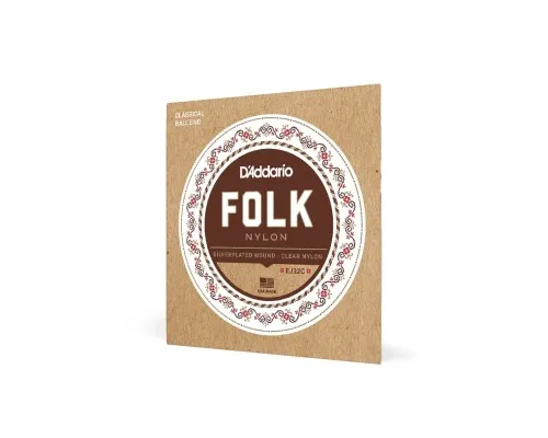 Струни для гітари D'Addario Folk Nylon Ball End Silver Wound / Clear Treble (EJ32C)