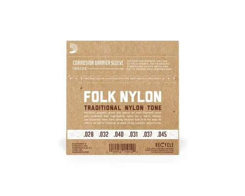 Струни для гітари D'Addario Folk Nylon Ball End Silver Wound / Clear Treble (EJ32C)