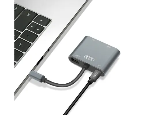 Переходник XO 4-in-1 Dock USB-C (HDMI/VGA/USB3.0/USB-C PD) (XO-HUB001SL)