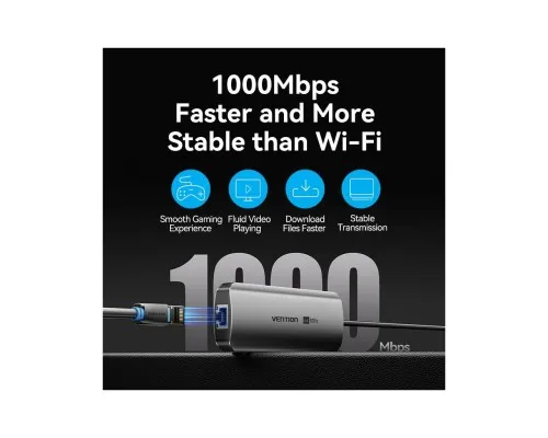 Концентратор Vention USB 3.1 Type-C to HDMI 4K60Hz/USB 3.0x2/RJ45/SD/TF/3.5mm/PD 100W Hub 9-in-1 (TQMHB)