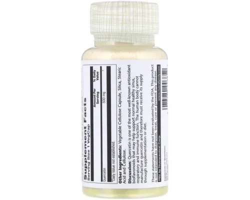 Трави Solaray Кверцетин, Quercetin, 500 мг, 90 вегетаріанських капсул (SOR-44685)