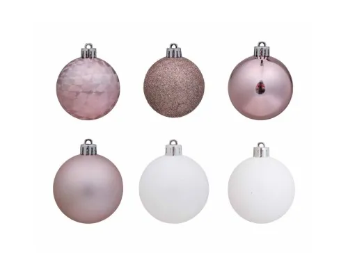 Ялинкова іграшка Chomik кульки 26 шт, 6 см, мікс рожево-білі (5900779840546_2)