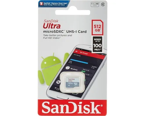 Карта пам'яті SanDisk 512GB microSDXC class 10 UHS-I Ultra (SDSQUNR-512G-GN3MN)