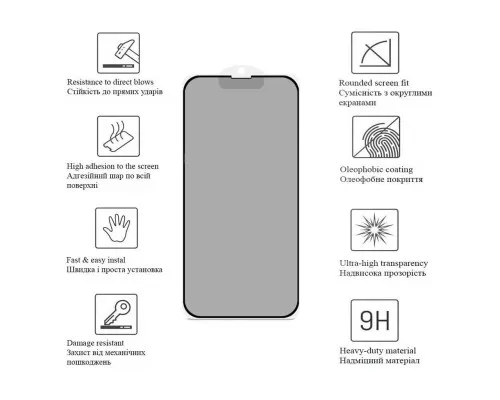 Скло захисне Drobak Matte Ceramics Anty Spy Apple iPhone 15 Plus (292928)