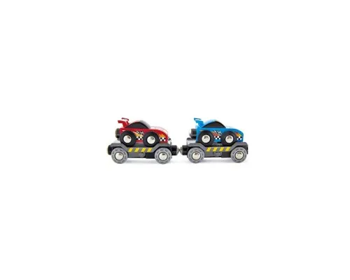 Залізниця Hape Набір для іграшкової залізниці Поїзд-транспортер для гоночних автомобілів (E3735)